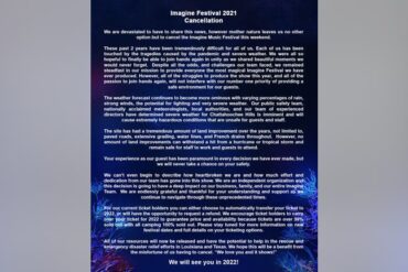 Imagine Music Festival 2021 Cancelled